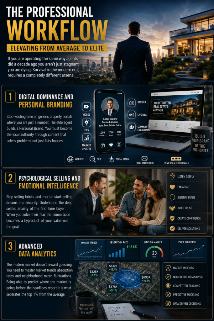 The professional workflow for elevating Average Real Estate Agent Income through digital branding and data analytics