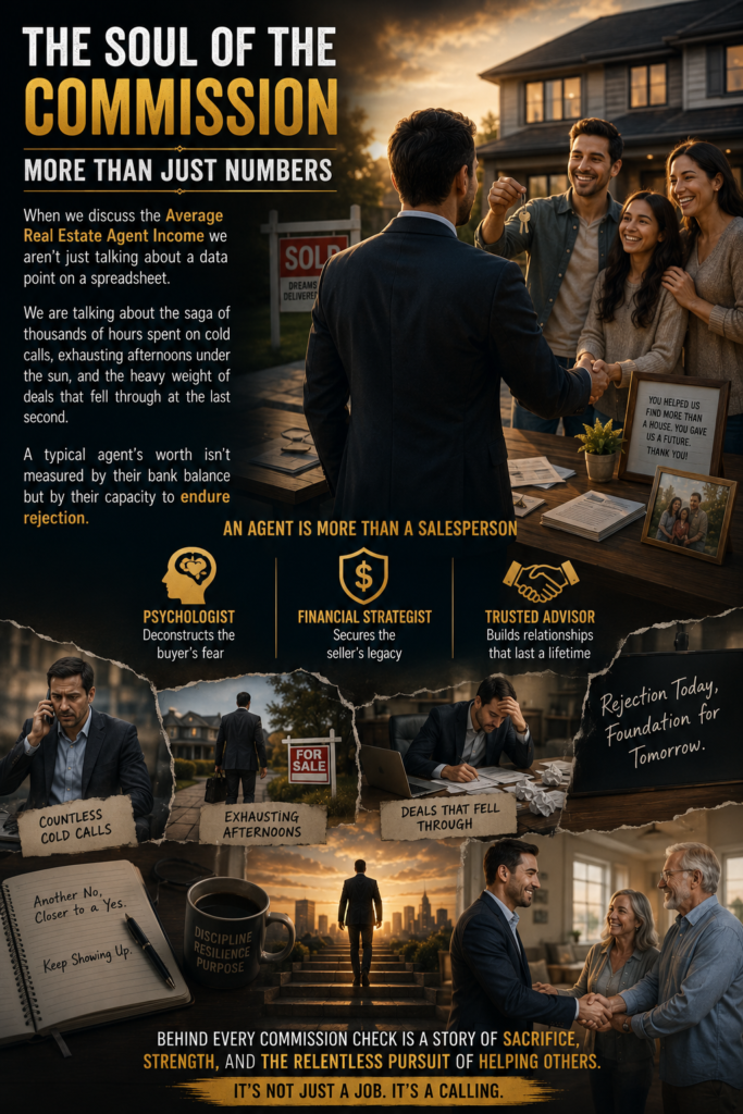 Emotional infographic about the Average Real Estate Agent Income showing the struggle of cold calls and the value of a trusted advisor