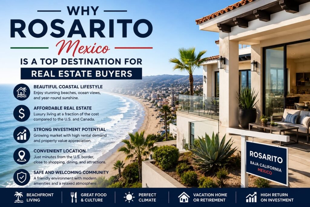 Rosarito Mexico Real Estate luxury beachfront home overlooking the Pacific Ocean, showcasing why Rosarito is a top destination for property buyers and investors.