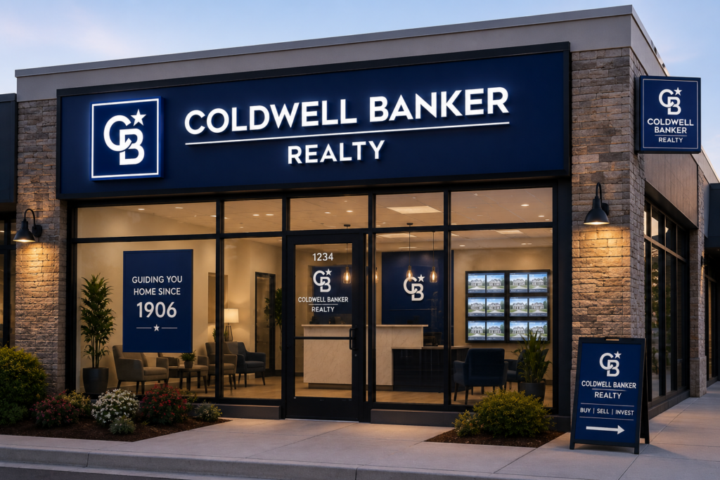Professional real estate franchise storefront signage