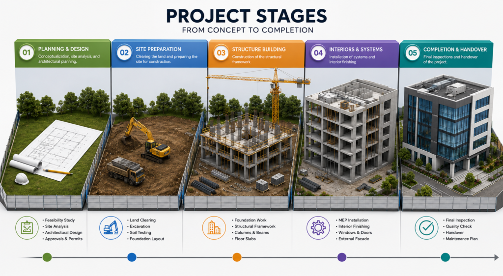 real estate project stages comparison chart.