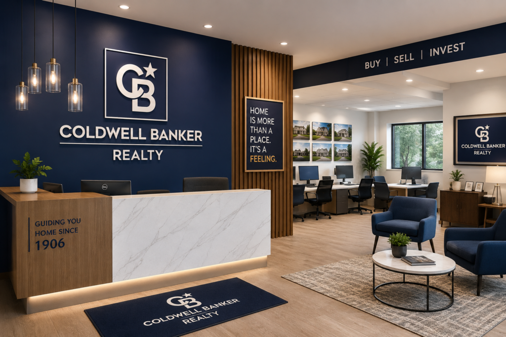 Real estate franchise office branding and interior design