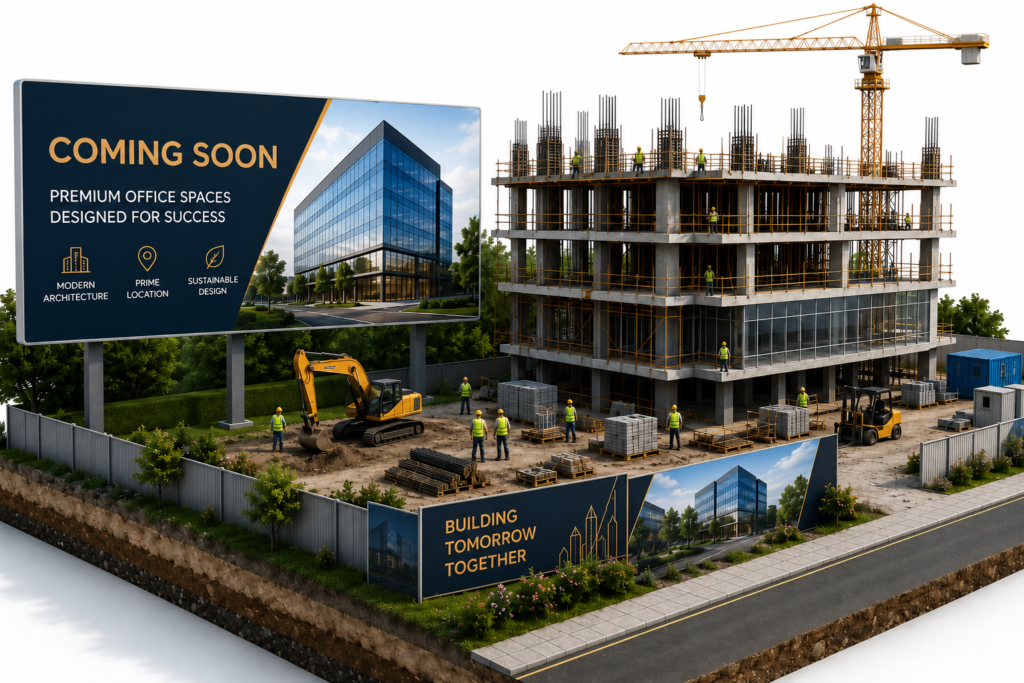 coming soon real estate project construction site.